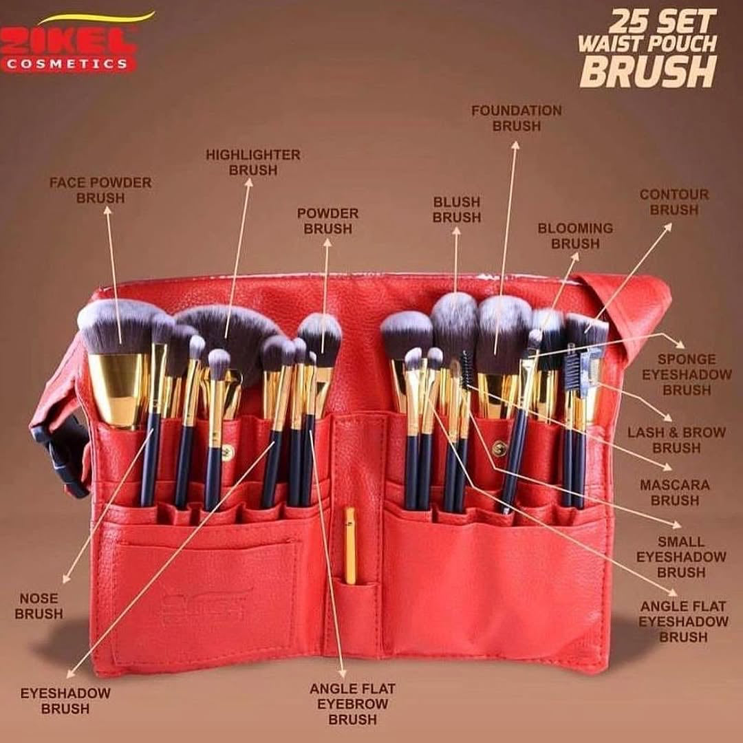 Zikel 25pcs Brush Set with Waist Pouch