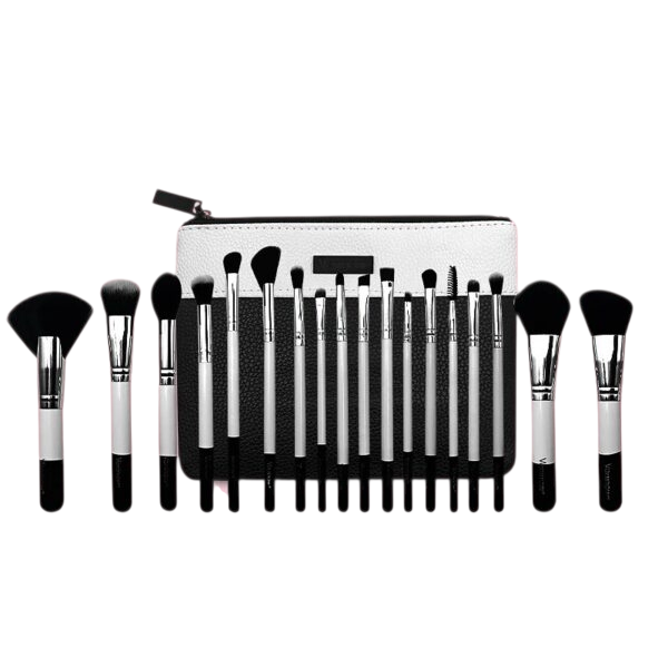 Veninow/Zoeva 18pcs Brush Set Black and White Pouch