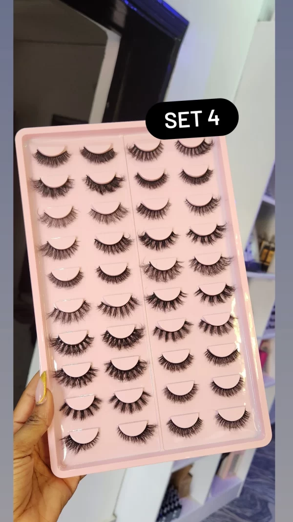 20Pair Pink Mink Lash Tray - Set4