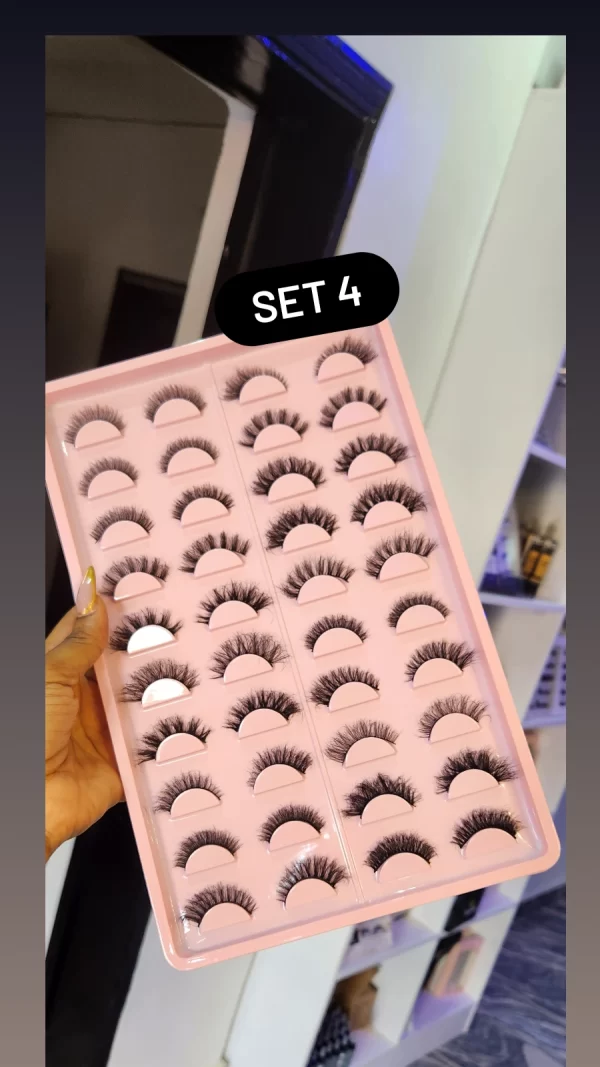 20Pair Pink Mink Lash Tray - Set4