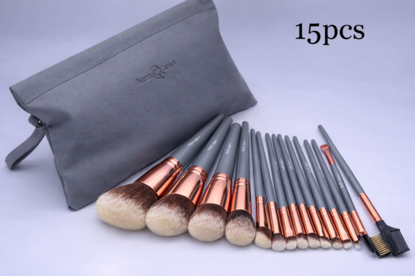 Beauty Planet 15PCS Grey Pouch Brush Set