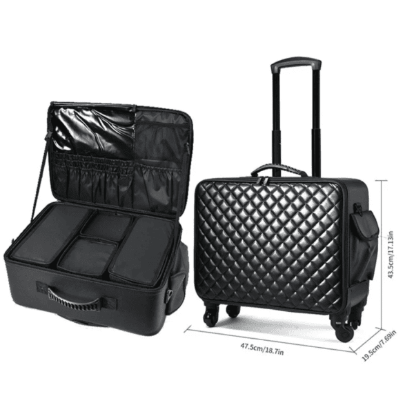 Y26 OXFORD TROLLEY MAKEUP BOX WITH 4 STORAGE BOXES - CROCODILE LEATHER